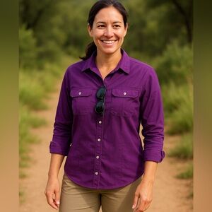 Magellan Fish Gear Purple Vented Fishing Shirt L